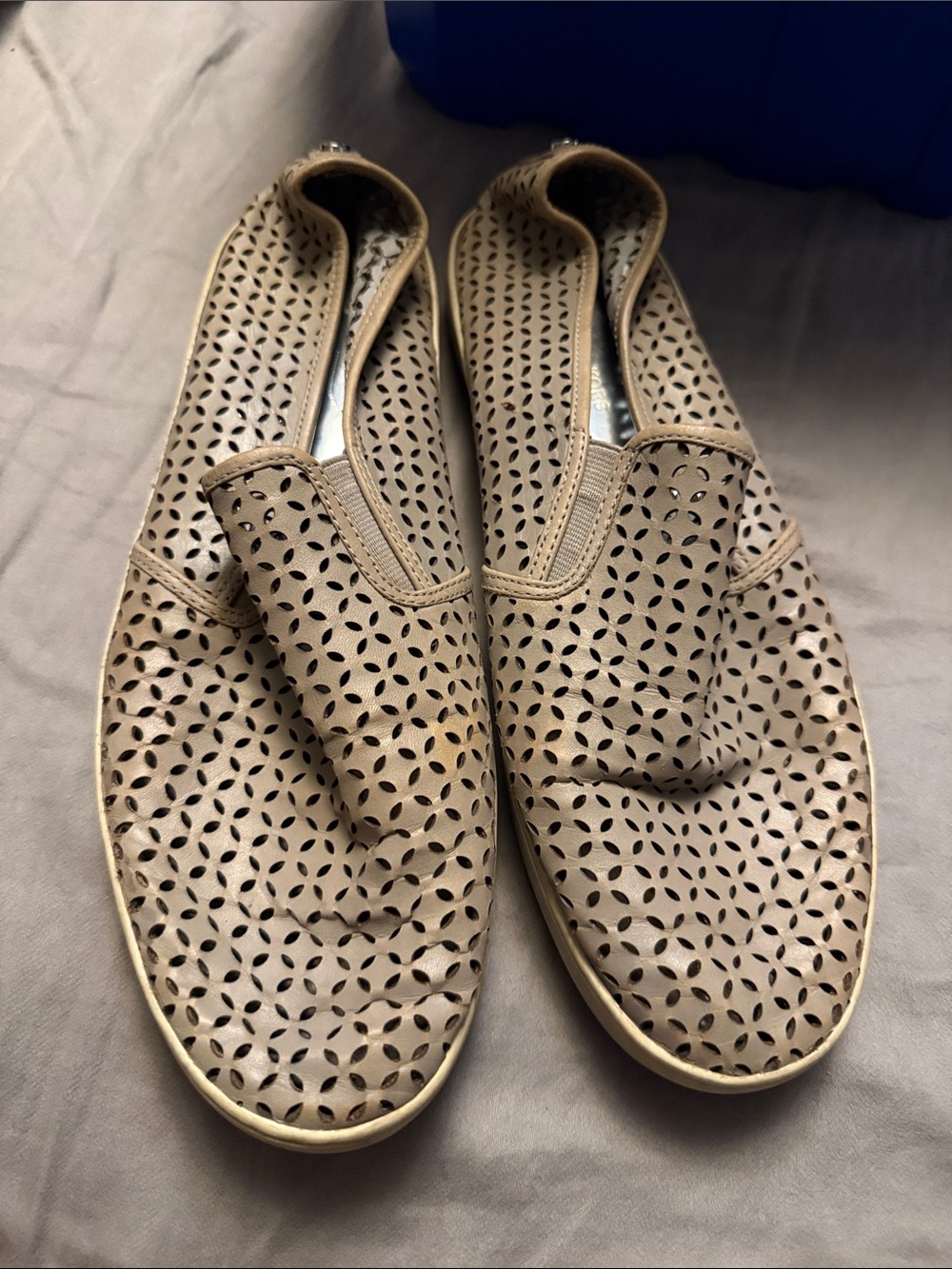 Michael Kors Women's Perforated Beige Slip-On Loafers